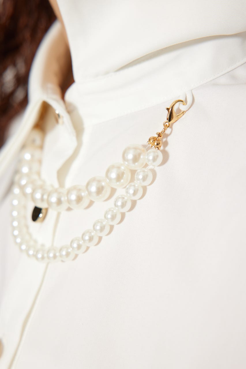 パールチェーンシャツ WHT FREE