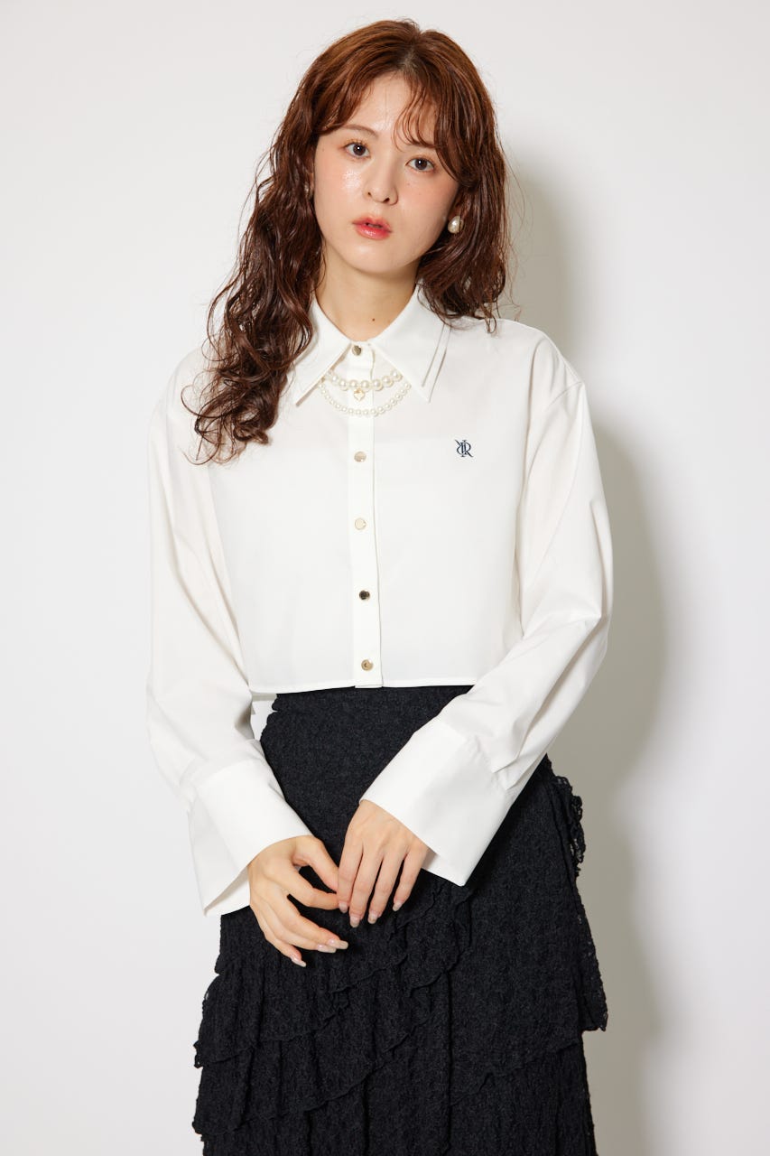 パールチェーンシャツ WHT FREE