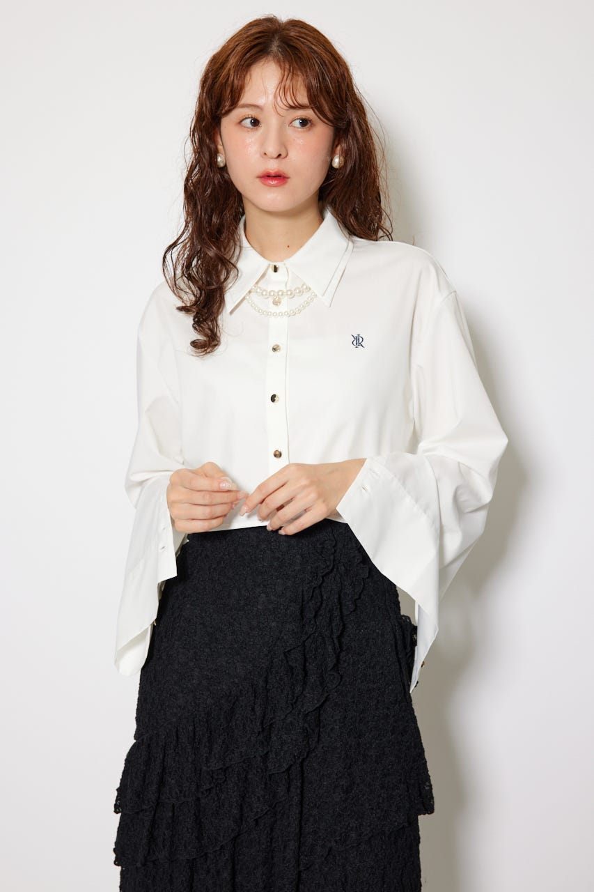 パールチェーンシャツ WHT FREE