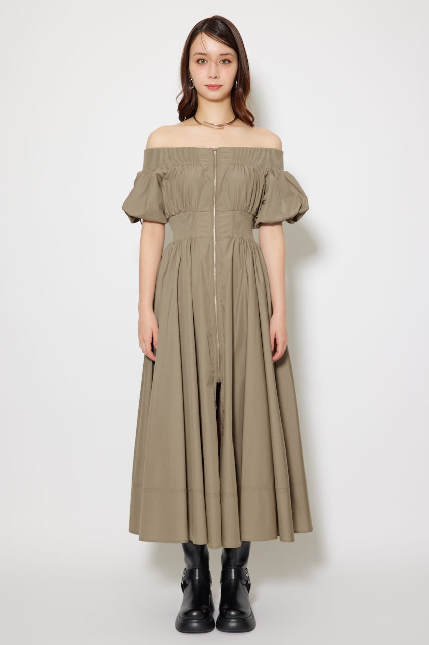 MA-1 オフショルフレアワンピース ブラック rienda | MA-1オフショルフレアワンピース (ワンピース(ロング