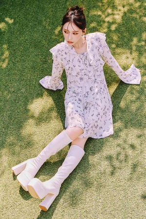 フリルフレアミニワンピース