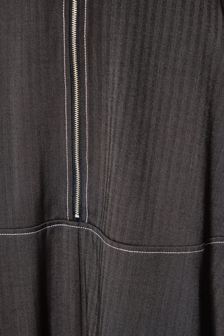 セーラーディティールフレアワンピース 柄BLK S