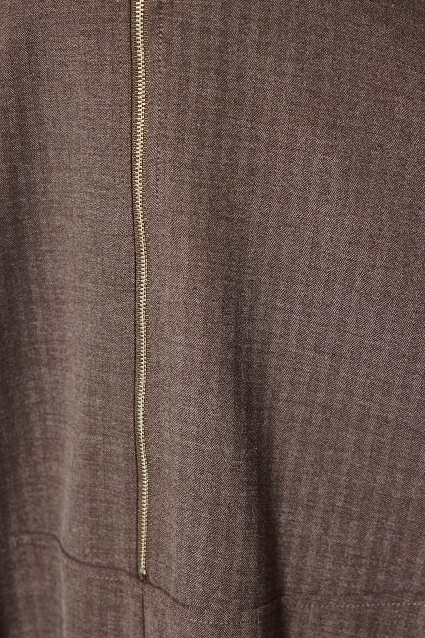 セーラーディティールフレアワンピース 柄BRN M