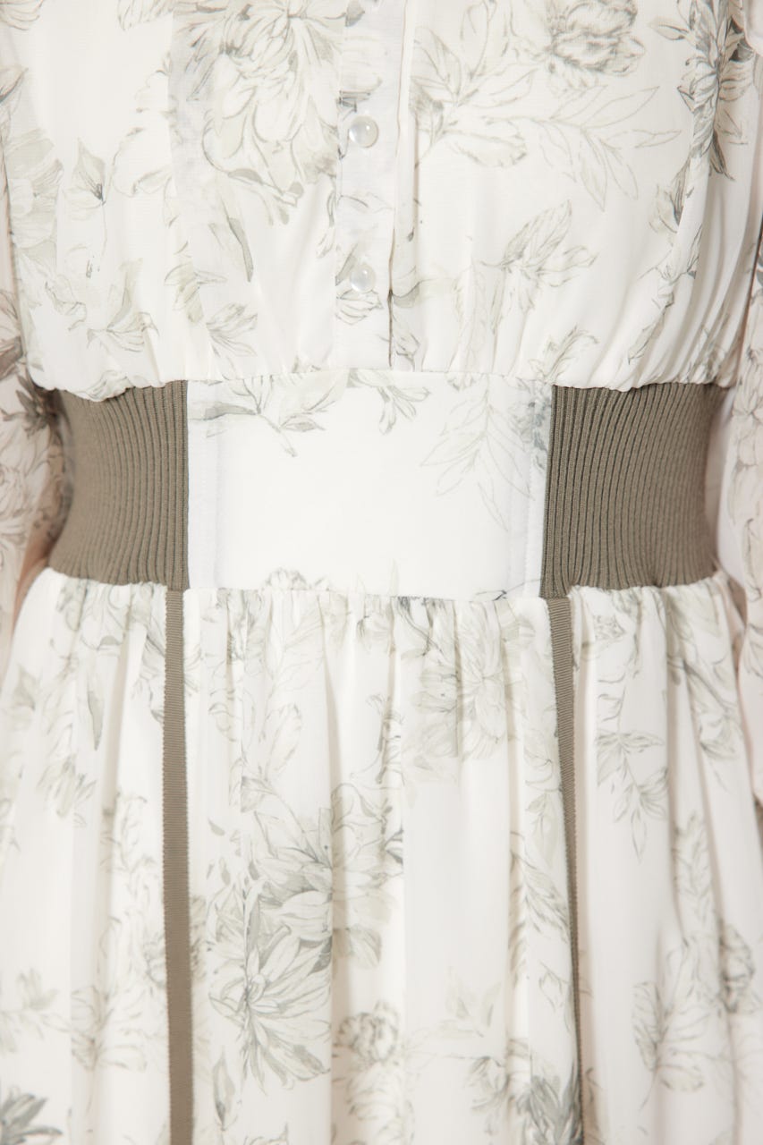 フリルスリーブニットドッキングワンピ WHT M