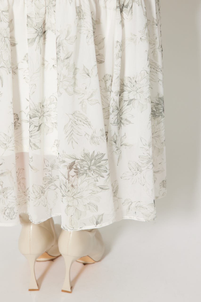 フリルスリーブニットドッキングワンピ WHT M