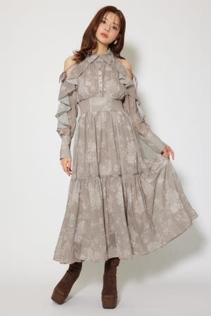 フリルスリーブニットドッキングワンピ