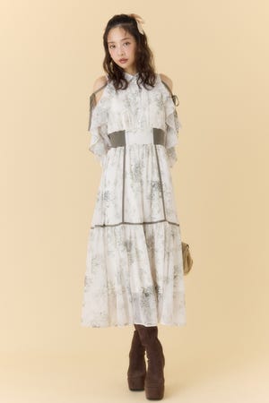 フリルスリーブニットドッキングワンピ