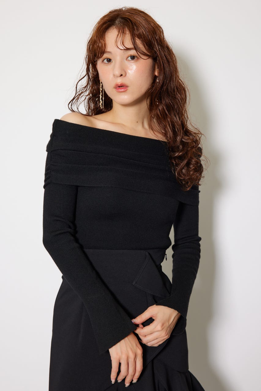 rienda | オフショルギャザーニットトップス (ニット ) |SHEL