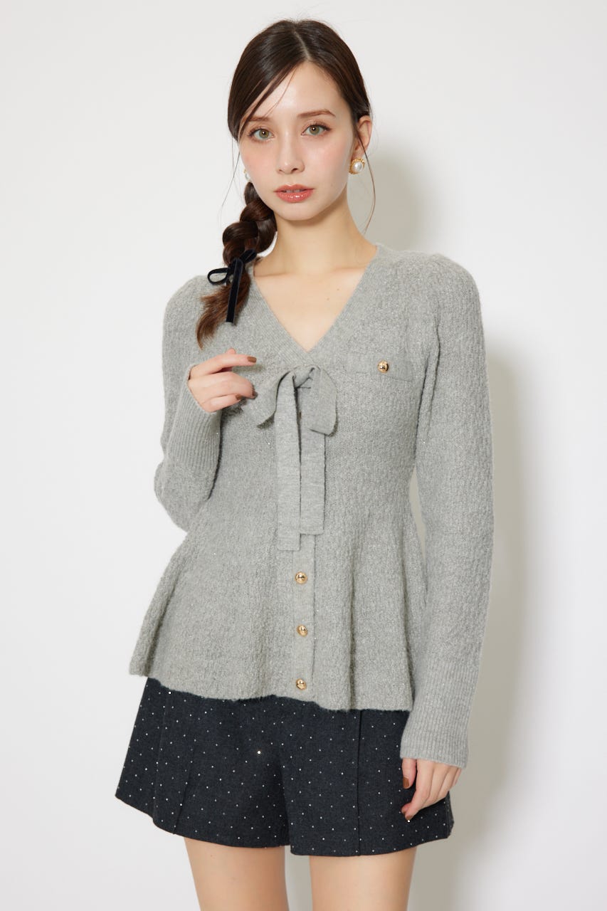 riendaの2WAYペプラムニットカーディガントップス