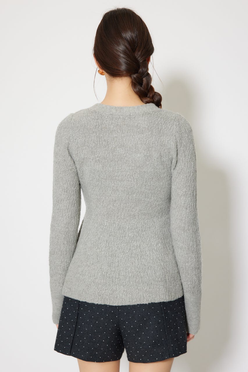 2WAYペプラムニットカーディガントップス GRY FREE