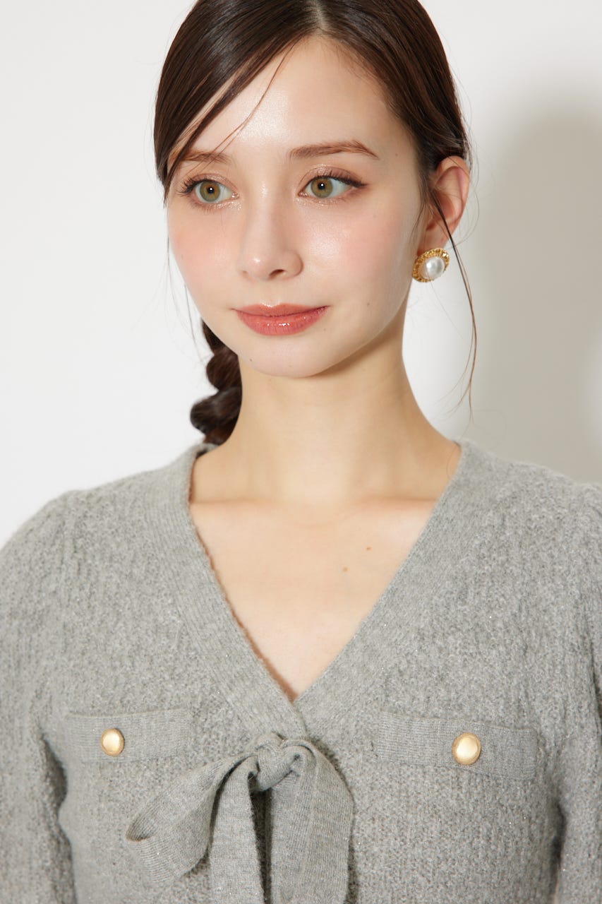 2WAYペプラムニットカーディガントップス GRY FREE