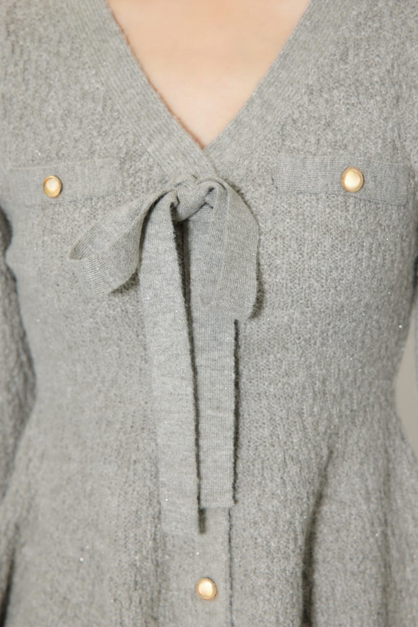 2WAYペプラムニットカーディガントップス GRY FREE