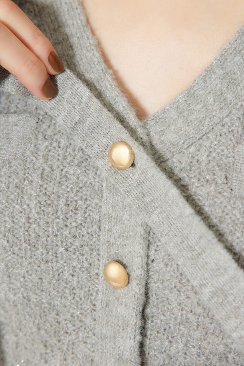 2WAYペプラムニットカーディガントップス GRY FREE