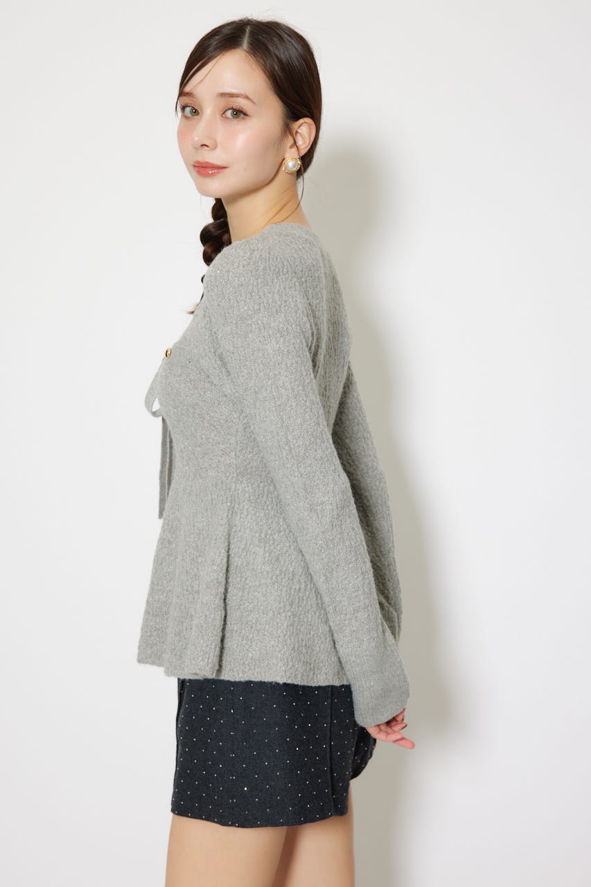 2WAYペプラムニットカーディガントップス GRY FREE