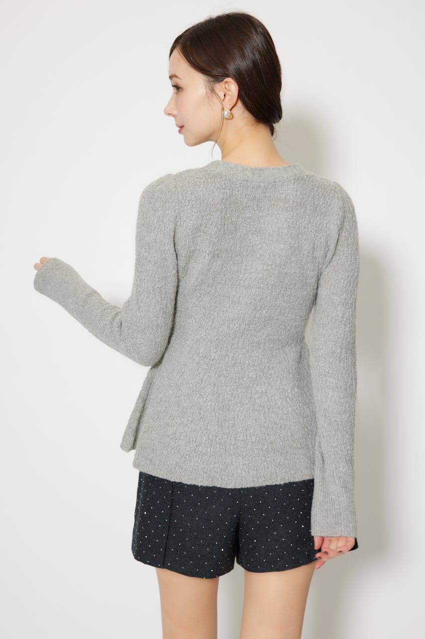 2WAYペプラムニットカーディガントップス GRY FREE