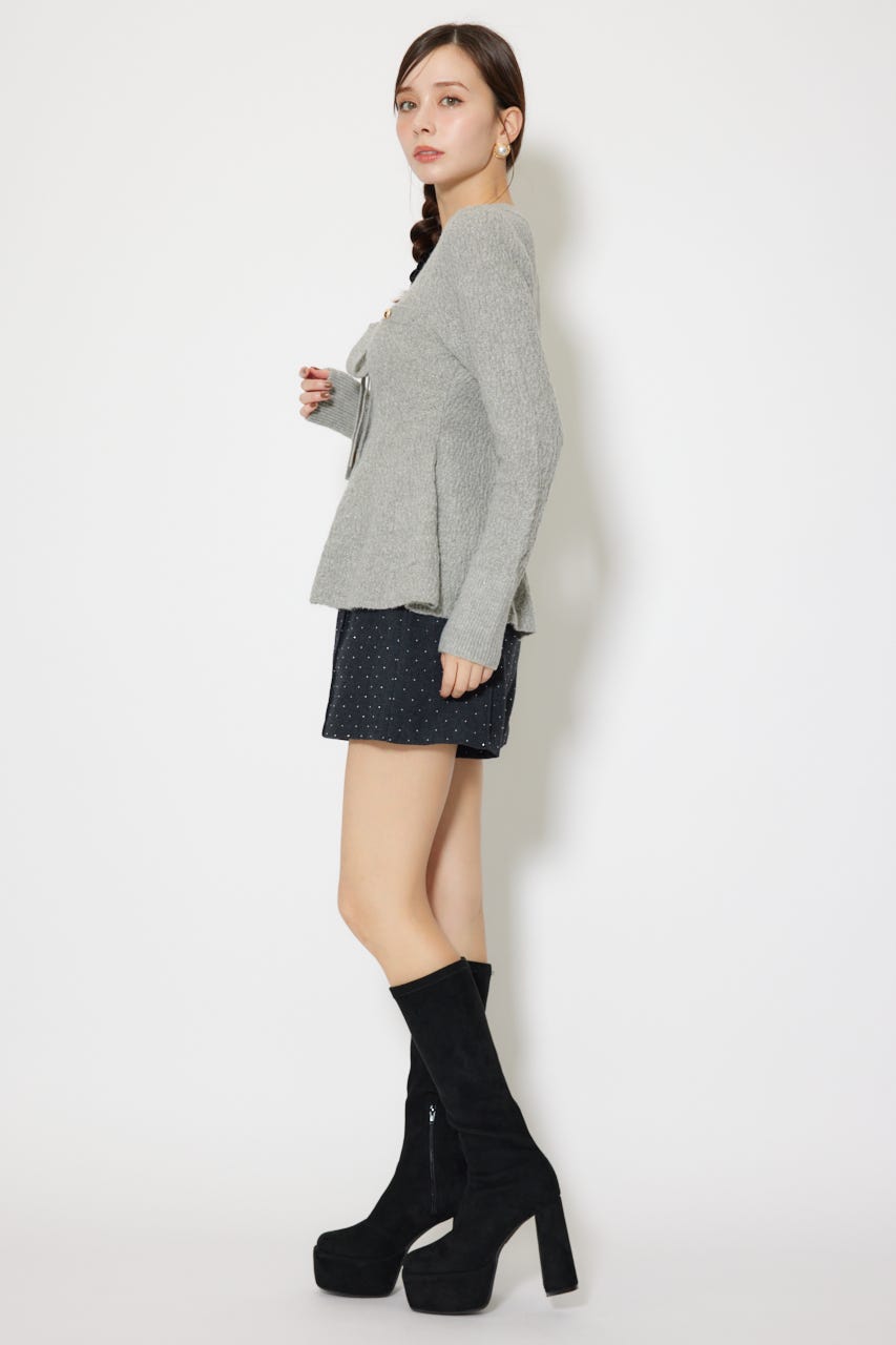 2WAYペプラムニットカーディガントップス GRY FREE