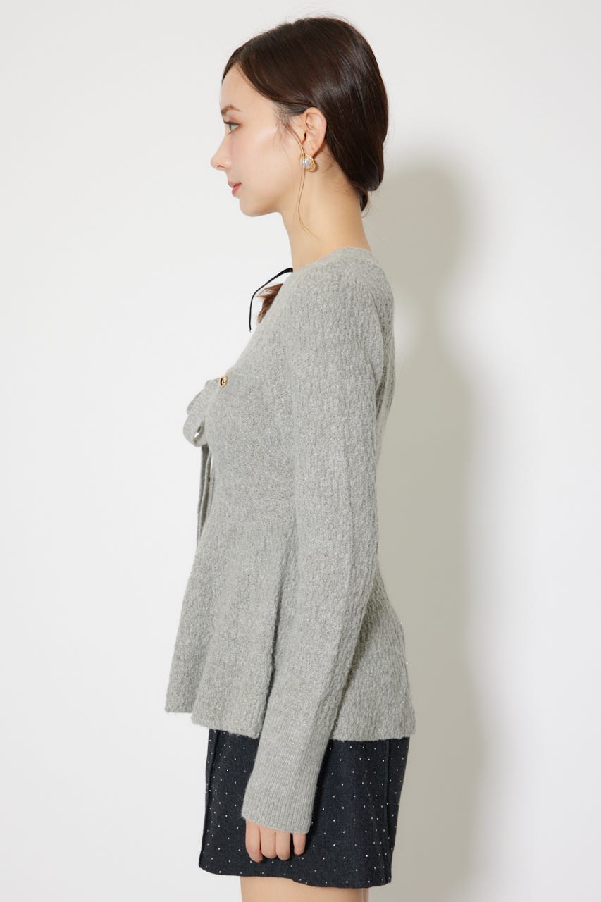 2WAYペプラムニットカーディガントップス GRY FREE