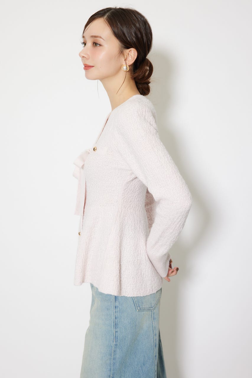 2WAYペプラムニットカーディガントップス PNK FREE