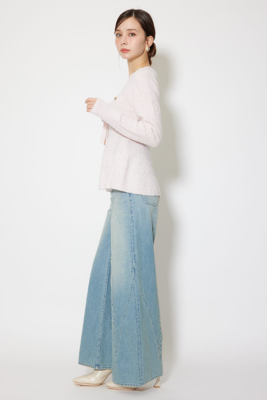 2WAYペプラムニットカーディガントップス PNK FREE