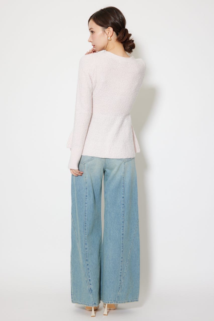 2WAYペプラムニットカーディガントップス PNK FREE