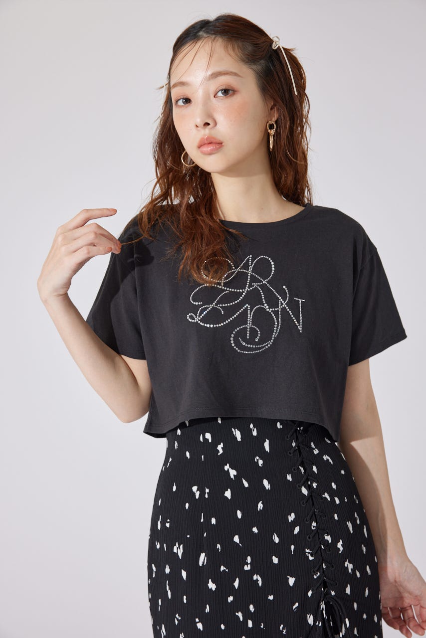 【AKB48 千葉恵里さん着用】ラインストーンロゴTシャツ BLK FREE