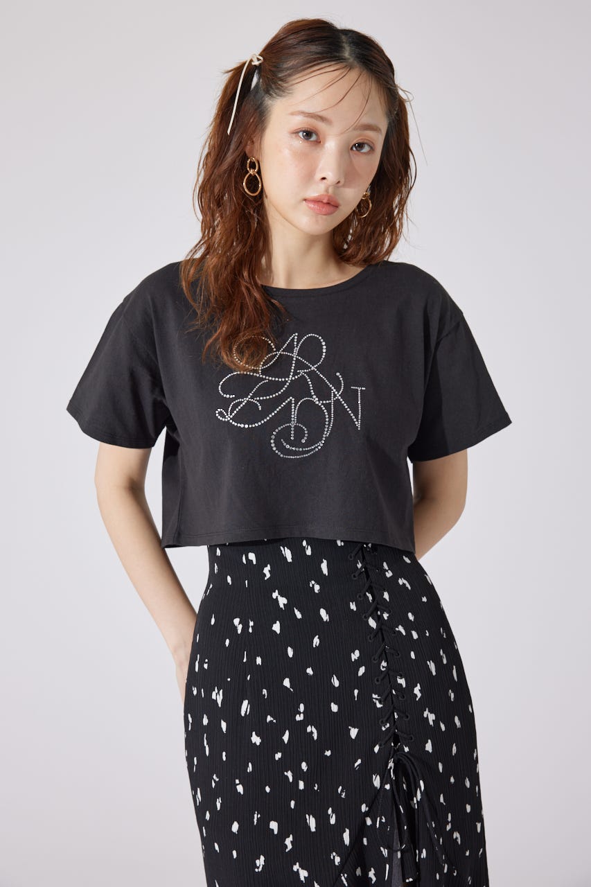 【AKB48 千葉恵里さん着用】ラインストーンロゴTシャツ BLK FREE