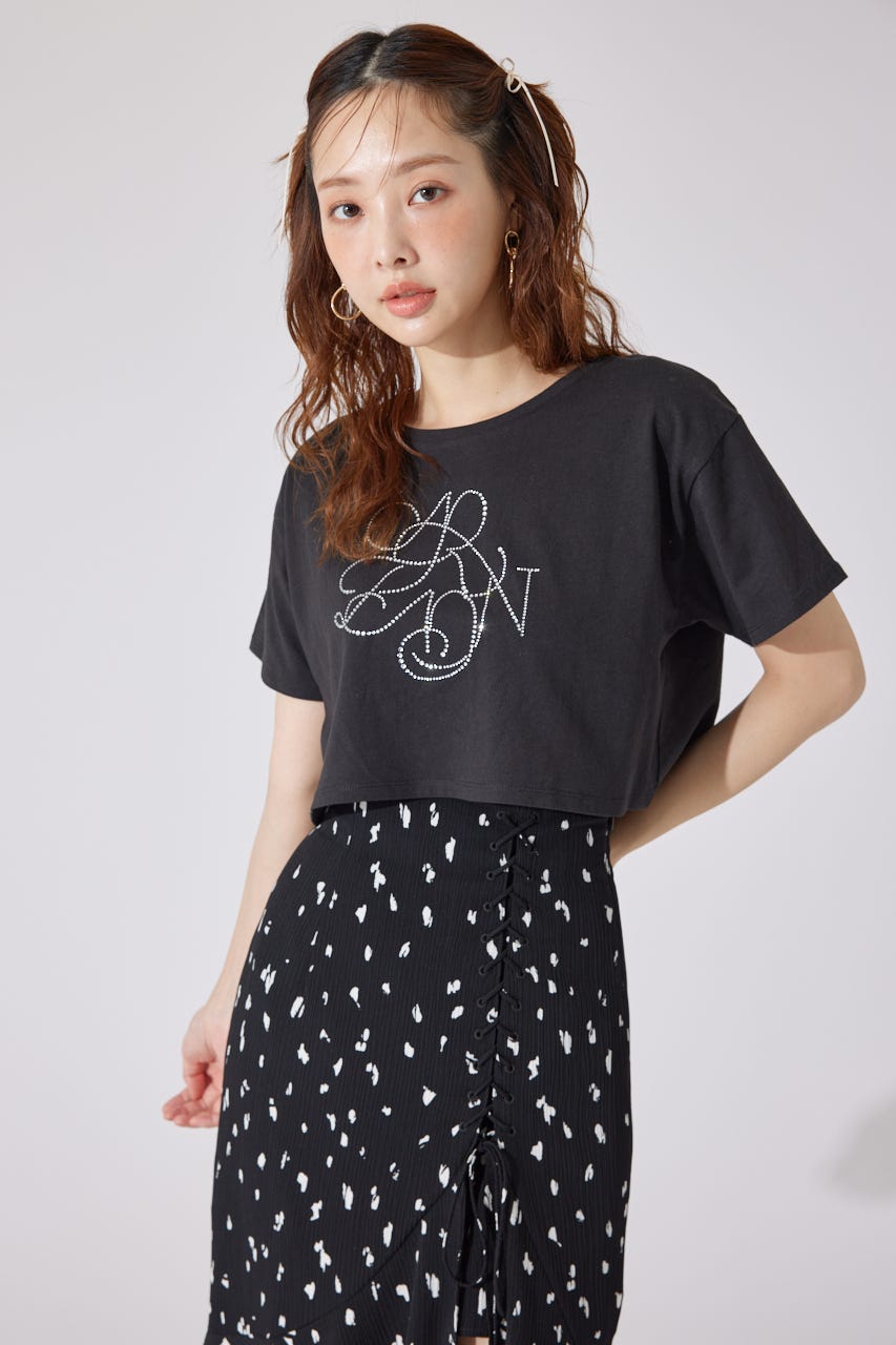 【AKB48 千葉恵里さん着用】ラインストーンロゴTシャツ BLK FREE