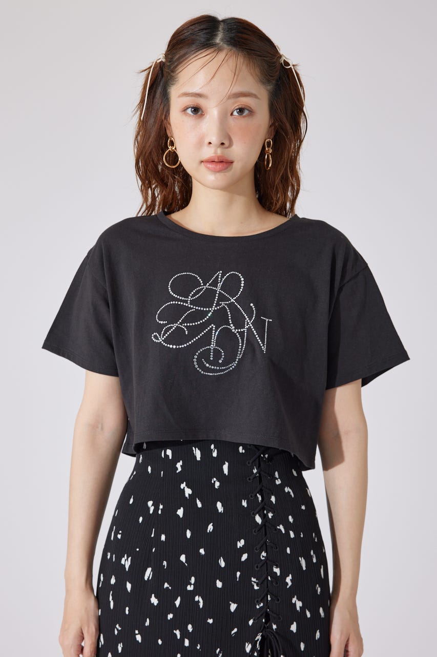 【AKB48 千葉恵里さん着用】ラインストーンロゴTシャツ BLK FREE