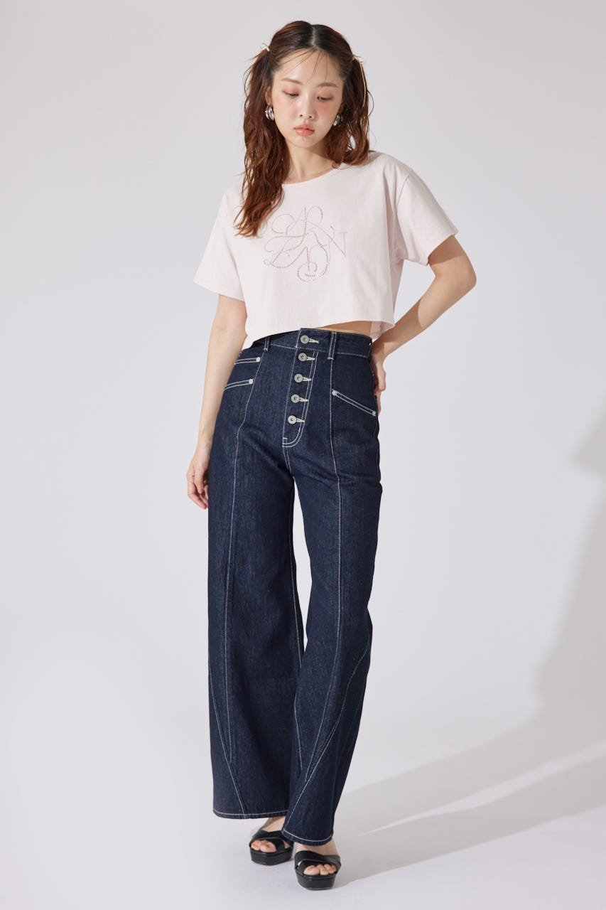 rienda | 【AKB48 千葉恵里さん着用】ラインストーンロゴTシャツ