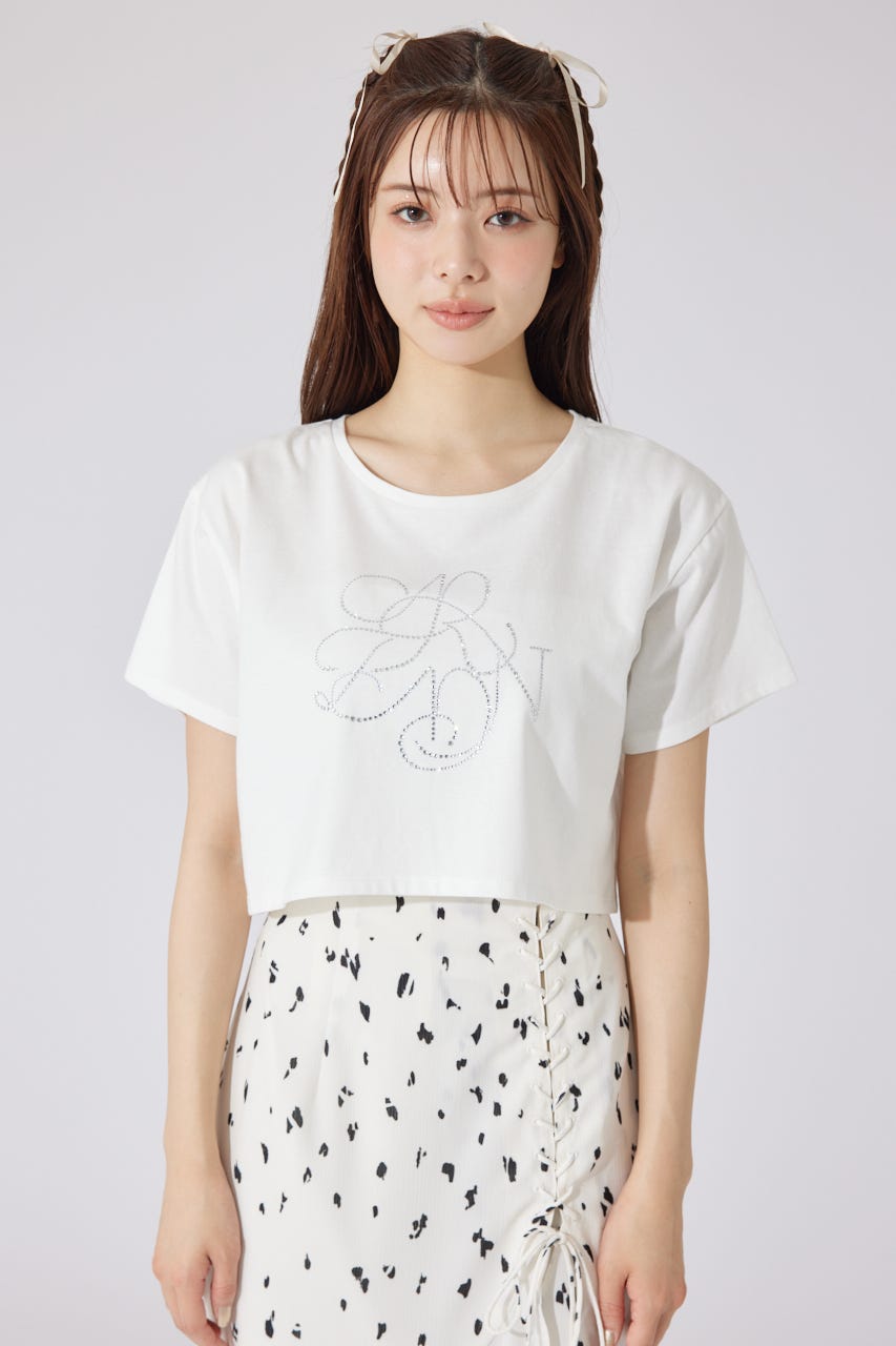【AKB48 千葉恵里さん着用】ラインストーンロゴTシャツ WHT FREE