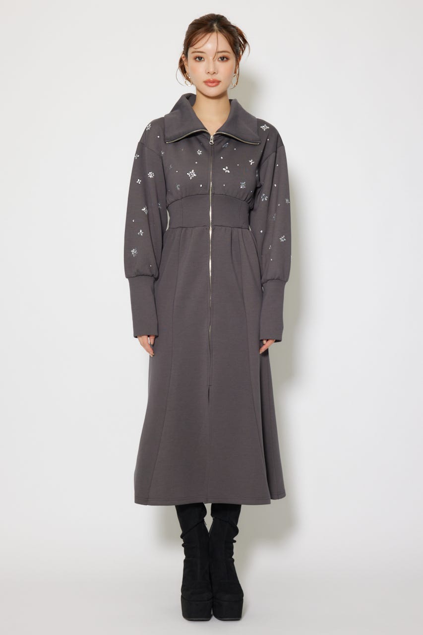 rienda | フラワーモチーフスウェットワンピース (ワンピース