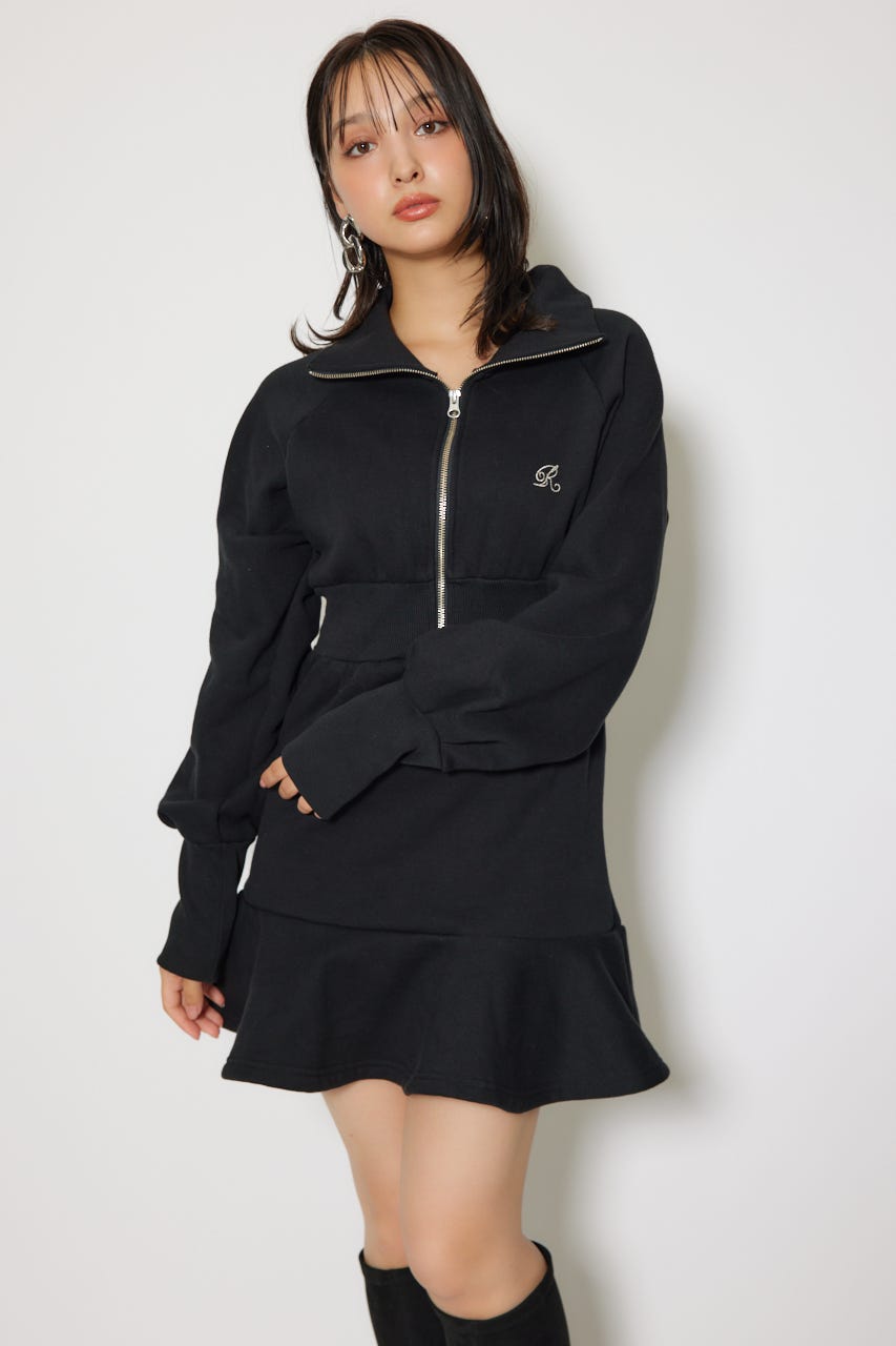 ティアードペプラムワンピース BLK FREE