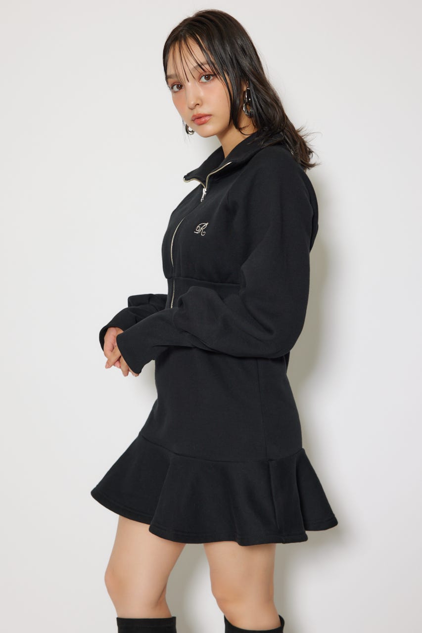 ティアードペプラムワンピース BLK FREE