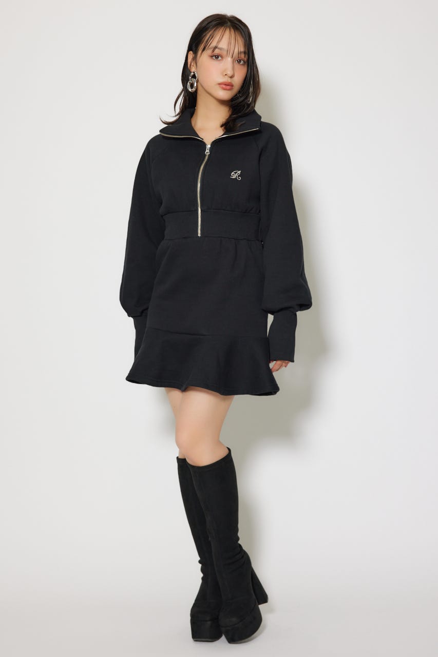 ティアードペプラムワンピース BLK FREE