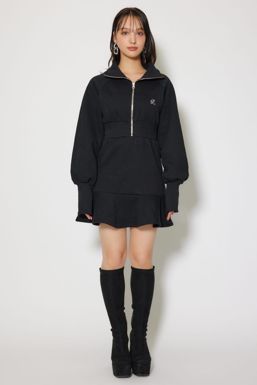 ティアードペプラムワンピース BLK FREE