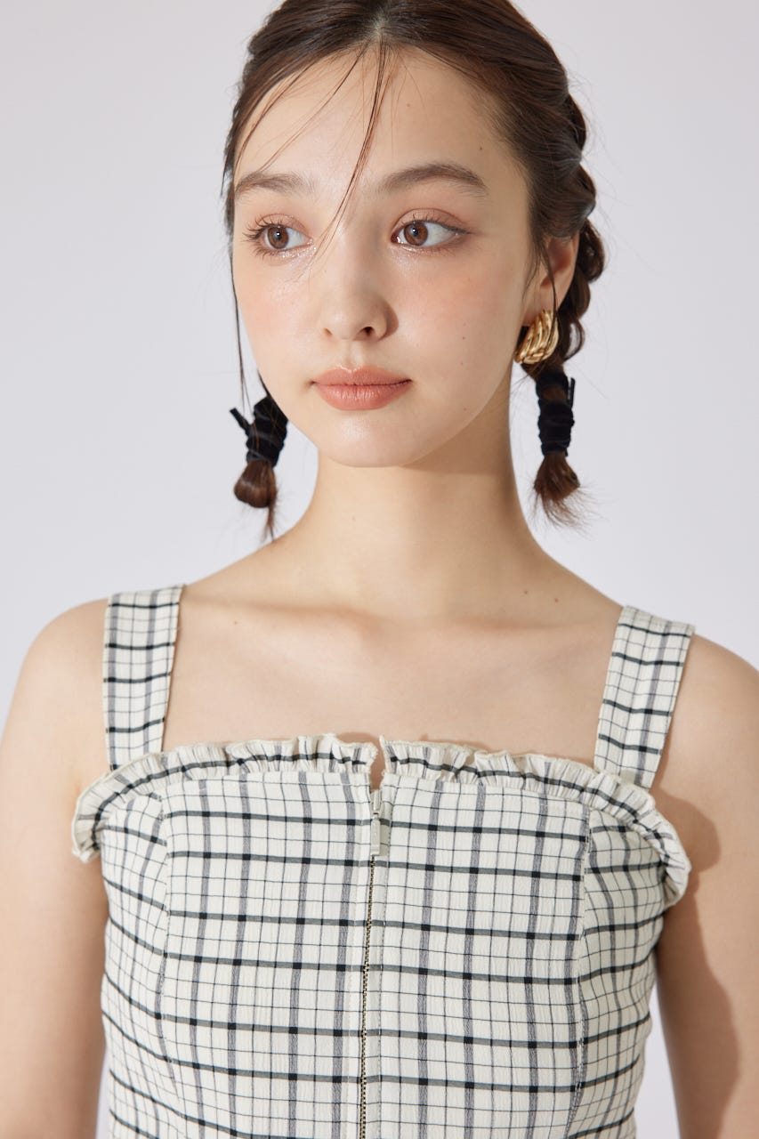 【AKB48 千葉恵里さん着用】2WAYペプラムビスチェトップス 柄WHT M