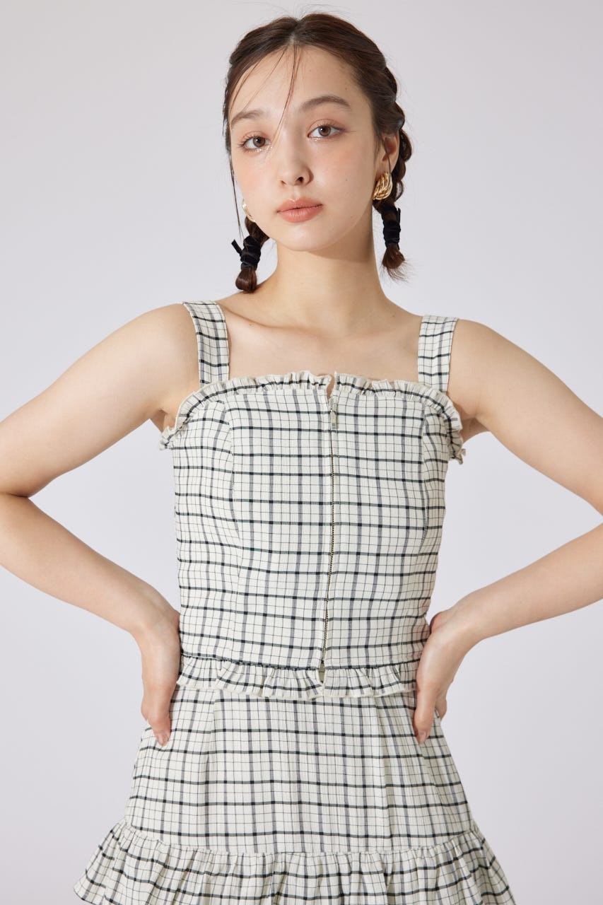 【AKB48 千葉恵里さん着用】2WAYペプラムビスチェトップス 柄WHT M