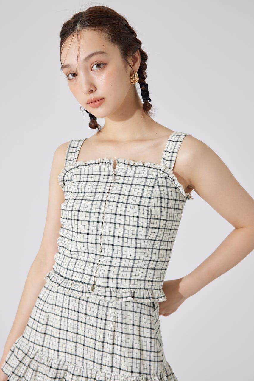 【AKB48 千葉恵里さん着用】2WAYペプラムビスチェトップス 柄WHT M