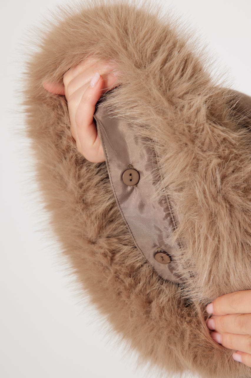 【WEB限定】ウールMIXフードポンチョコート BRN M