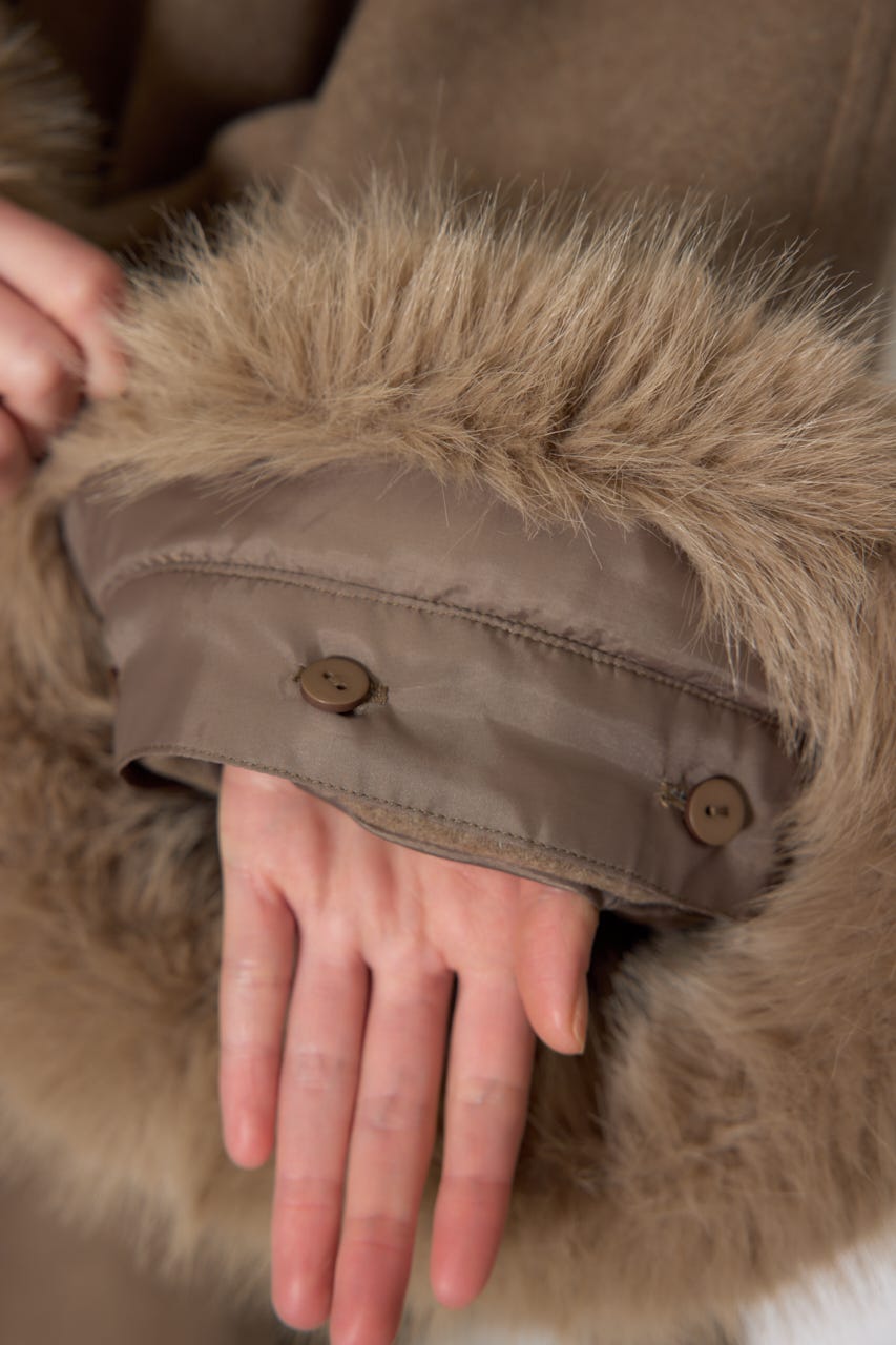 【WEB限定】ウールMIXフードポンチョコート BRN M