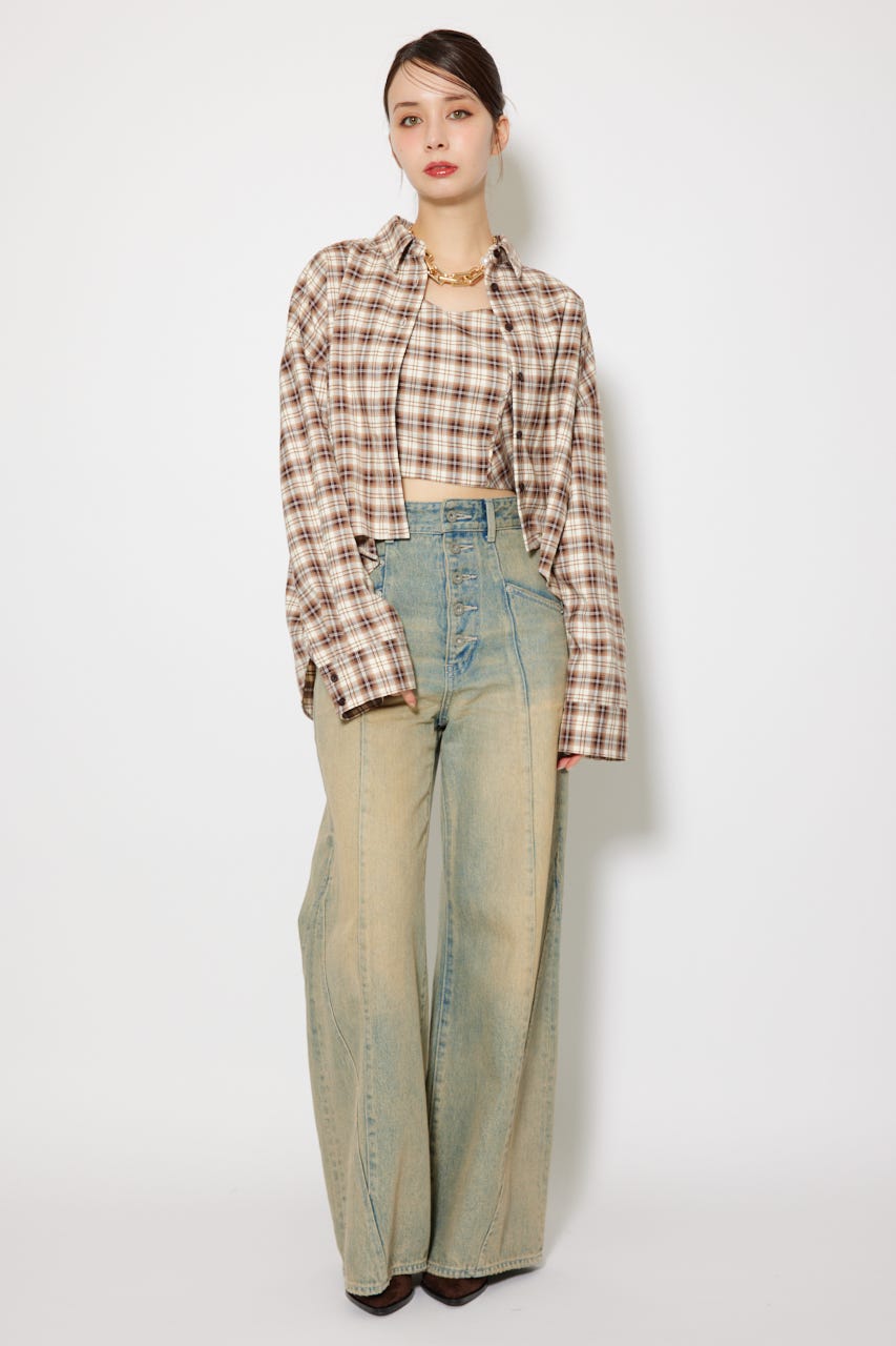 SET販売【rienda】フロントショートチェックシャツ rienda | フロントショートチェックシャツ (シャツ・ブラウス