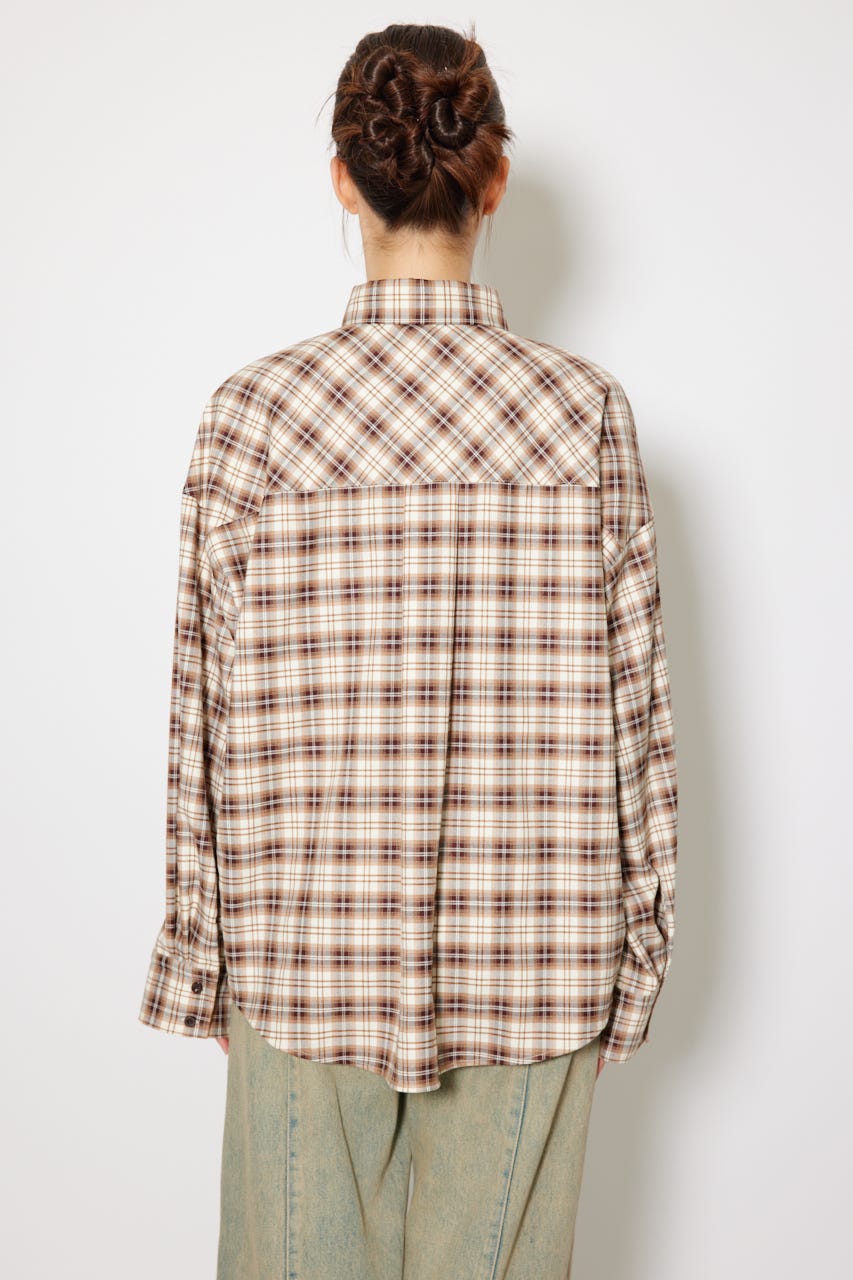 rienda | フロントショートチェックシャツ (シャツ・ブラウス