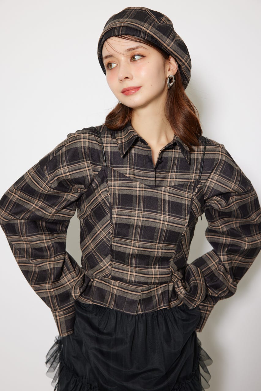 SET販売【rienda】フロントショートチェックシャツ rienda | フロントショートチェックシャツ (シャツ・ブラウス