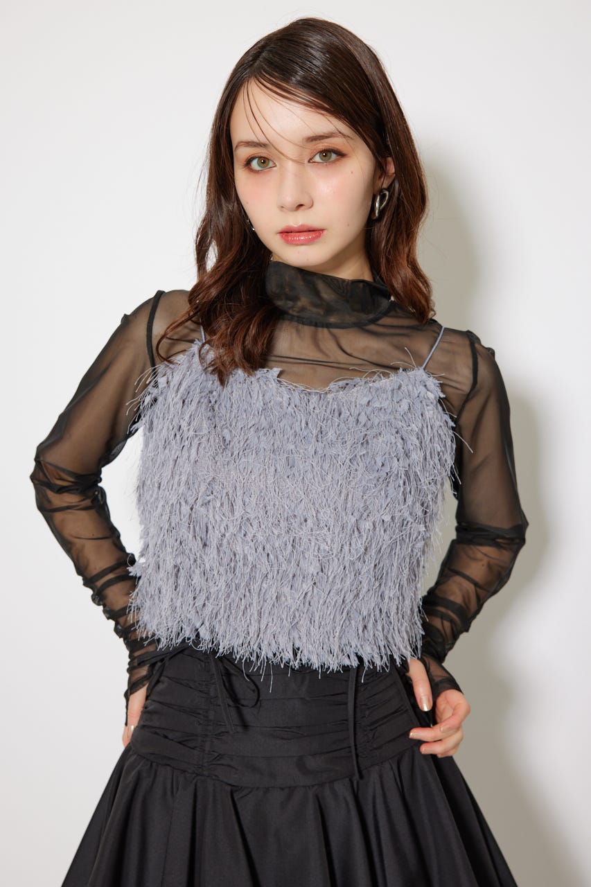キャミソール フェイクシアーフェザービスチェ 秋服 rienda | フェイクシアーフェザービスチェ (キャミソール