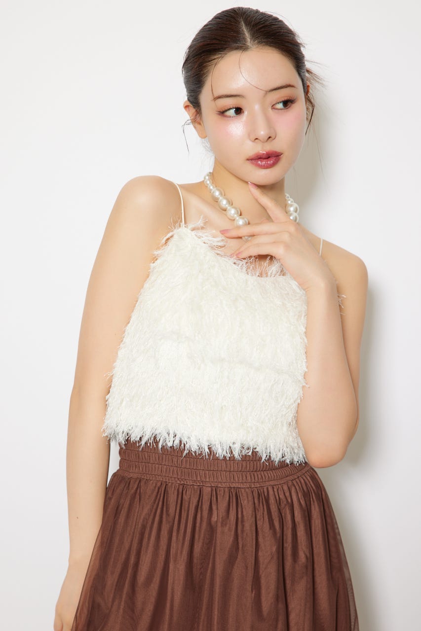 キャミソール フェイクシアーフェザービスチェ 秋服 rienda | フェイクシアーフェザービスチェ (キャミソール