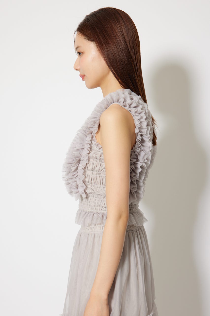 Freeda ブラウス AMBIDEX Store △○80ボイルレース ピンタックラッフルケープ襟