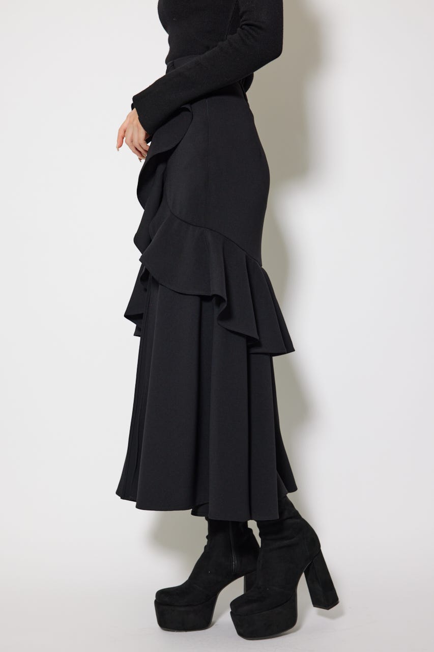 フリルスリットハイウエストスコートショートパンツ BLK M