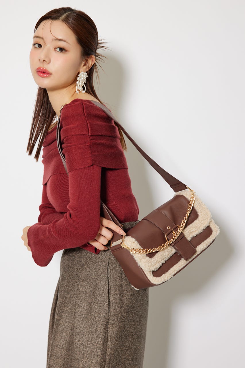 riendaのフェイクボアコンビショルダーバッグ