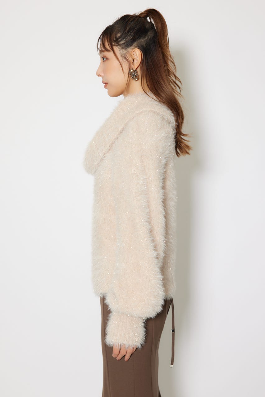 2WAYファーライクジャガードニットトップス BEG FREE