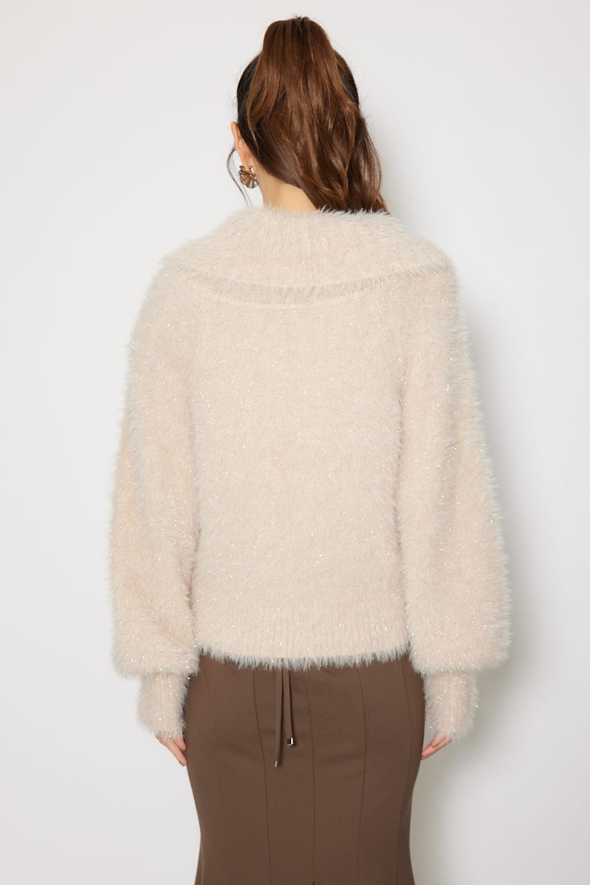 2WAYファーライクジャガードニットトップス BEG FREE